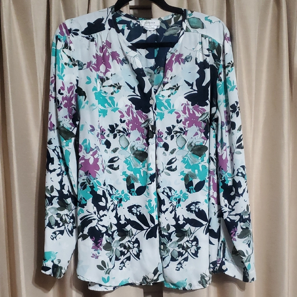Van Heusen Floral Blouse - Purple, Teal, Black